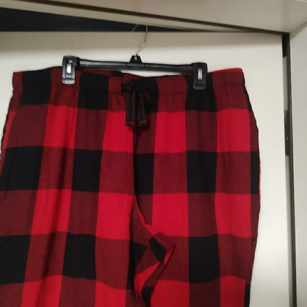 New Old Navy Red Black Checked Flannel Jogger Lounge Pants Size Unisex Adult XL